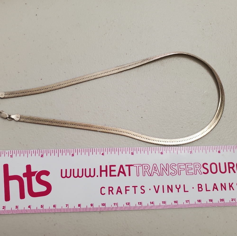 STERLING SILVER herringbone necklace 18 in